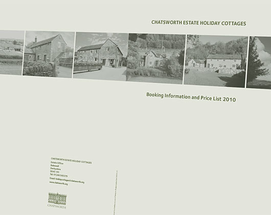 chatsworth house, derbyshire, holiday accomodation price list, print design bakewell