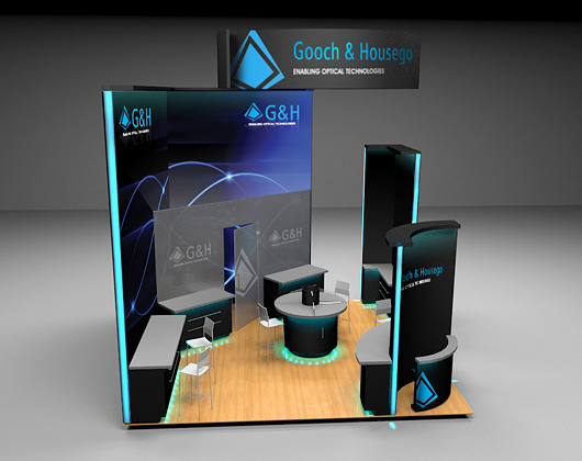 3d stand design visualisation for exhibition, gooch and housego