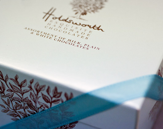 chocolate box print design bakewell, holdsworth chocolates