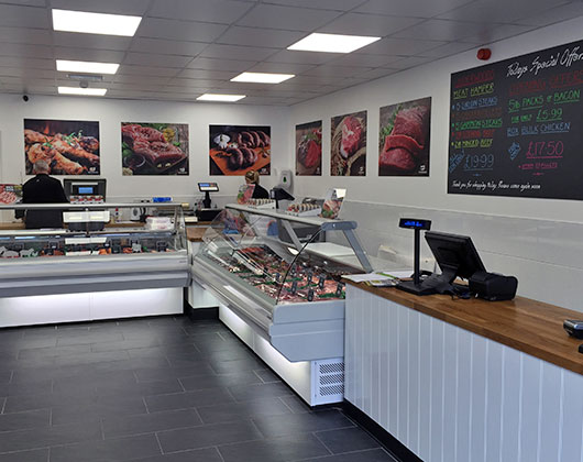 underwood meat company, the butchers shop, sheffield, south yorkshire, dronfield, barnsley, rotherham, eckington, shop fitting, shopfront, pos, design