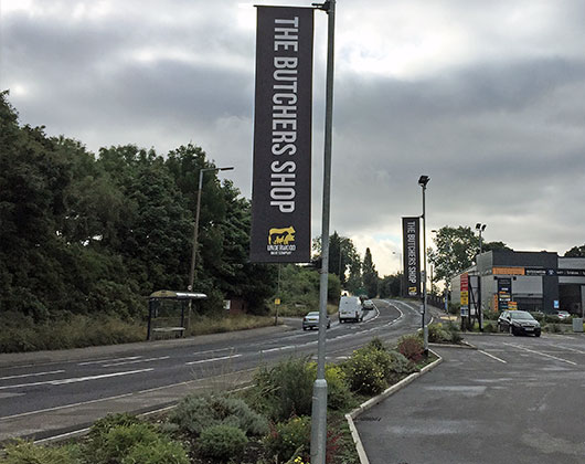 underwood meat company, the butchers shop, sheffield, south yorkshire, dronfield, barnsley, rotherham, eckington, external graphics, large format, display printing, printers derbyshire